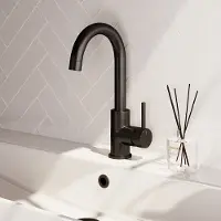 Brauer Stripe wastafelkraan met draaibare ronde uitloop model A zwart mat