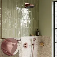 Saniclear Evolution Stripes inbouw regendouche rond met 2 standen handdouche geborsteld koper