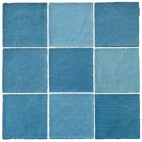 Terre d'Azur Maroc wandtegel met decor 11.5x11.5cm blauw licht mix