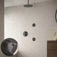 Saniclear Iron Stripes inbouw regendouche 20cm met ronde massagejets en plafondarm verouderd ijzer - gunmetal