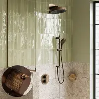 Saniclear Evolution Curved inbouw regendouche rond met glijstang en 2 standen handdouche verouderd messing