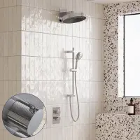 Saniclear Evolution Stripes inbouw regendouche met glijstang en 2 standen handdouche chroom
