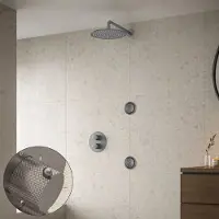Saniclear Exclusive Curved inbouw regendouche 20cm met ronde massagejets en muurarm RVS
