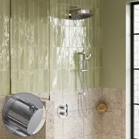 Saniclear Evolution Stripes inbouw regendouche rond met glijstang en 2 standen handdouche chroom