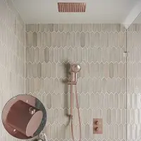 Saniclear Cube Stripes inbouw regendouche met inbouw douchekop 30x30cm, glijstang en 2 standen handdouche geborsteld koper