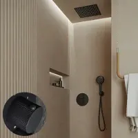 Saniclear Cube Curved inbouw regendouche rond met inbouw douchekop 30x30cm en 2 standen handdouche zwart mat