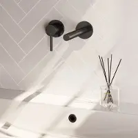 Brauer Stripe inbouw wastafelkraan ColdStart met rechte uitloop en rozetten model A2 zwart mat
