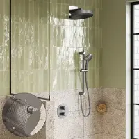 Saniclear Evolution Curved inbouw regendouche rond met glijstang en 2 standen handdouche RVS