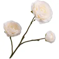 Silk-ka Kunstbloem-Zijden Bloem Ranonkel Tak Creme 46 cm