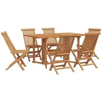 vidaXL Tuin Eettafel Set 7 st Bruin Massief Teakhout