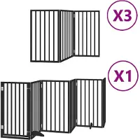 vidaXL Hondenhek inklapbaar 15 panelen 750 cm populierenhout zwart