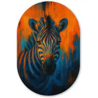 MuchoWow Muurovaal 80x120 cm - Ovale wanddecoratie Zebra - Abstract - Blauw - Ovalen schilderij - Muurdecoratie woonkamer - Kamer decoratie - Schilderijen - Wandcirkel