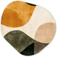 MuchoWow Organische wanddecoratie 90x90 cm - Organisch schilderij Vormen - Okergeel - Abstract - Muurdecoratie woonkamer - Kamer decoratie - Schilderijen - Muurcirkel aesthetic