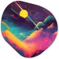 MuchoWow Organische wanddecoratie 90x90 cm - Organisch schilderij Sterren - Bergen - Kleurrijk - Muurdecoratie woonkamer - Kamer decoratie - Schilderijen - Muurcirkel aesthetic