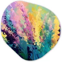 MuchoWow Organische wanddecoratie 90x90 cm - Organisch schilderij Dromerige - Langgerekte bloemen - Muurdecoratie woonkamer - Kamer decoratie - Schilderijen - Muurcirkel aesthetic