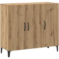 vidaXL Dressoir 90x34x80 cm bewerkt hout artisanaal eikenkleur