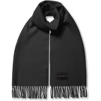 Falke Basic Stola With Fringes sneldrogend warm wol wintersjaal unisex zwart - maat ONESIZE