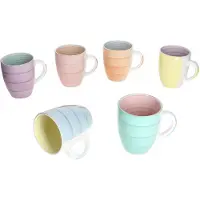 MamboCat 6-delig Pastello koffiekopje met oor voor 6 personen van aardewerk