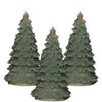 Anna's Collection LED kerstboom kaars - 3x - groen - 20 cm - kerstkaars - kerstdiner kaarsen