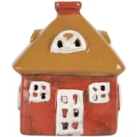 Clayre & Eef Waxinelichthouder Huis 9x6x10 cm Rood Keramiek