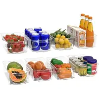 Karma Opbergbakken Bijkeuken (Transparant) - Set van 8 containers (8 middelgrote opbergbakken) Opslag voor keuken, bijkeuken, kasten, aanrecht en koelkast - BPA-vrij