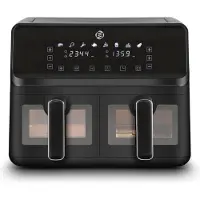Equivera Dubbele Airfryer - Dubbele Mand - Dual Cook - Heteluchtfriteuse - Verschillende Programma's - Dual Zone - Mega