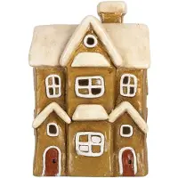 Clayre & Eef Waxinelichthouder Huis 23x15x33 cm Bruin Keramiek
