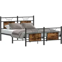 vidaXL Bedframe zonder matras, gerookt eikenhout, 150x200 cm, houtvezel