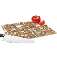 KitchenYeah Glazen Snijplank - 28x20 - Patronen - Kat - Boek - Jongens - Meisjes - Kinderen - Kids - Snijplanken Glas