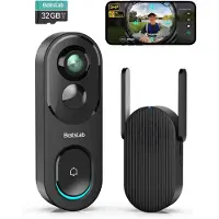 Botslab 5 MP batterij deurbel met camera, draadloze videodeurbel met 1:1 hoofd tot voetweergave, 360° slimme video-deurbel met AI/radar/PIR-detectie, 2,4 GHz wifi, 2-weg audio, zonder maandelijkse
