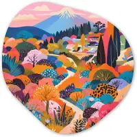 MuchoWow Organische wanddecoratie 40x40 cm - Organisch schilderij Witte bergtop - Modern - Kleurrijk - Muurdecoratie woonkamer - Kamer decoratie - Schilderijen - Muurcirkel aesthetic