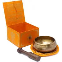 WGifts Vijf Boeddha Klankschaal Set - Oranje - 400 gram - Handgemaakt - 13x8 cm