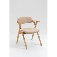 Merax Inklapbare Stoelen met Armleuning - Set van 2 - Houten Opvouwbare Eetkamerstoelen met Gestoffeerde Zitting - Stapelbaar Compact en Comfortabel - Khaki