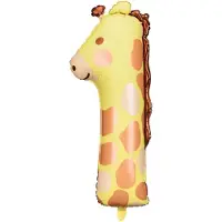 Party-Decoration Partydeco - Folieballon cijfer 1 - giraf - 64 x 87 cm