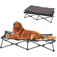 OEM Verhoogd hondenbed met ademend mesh, zwart, 132x68x29 cm, geschikt voor reizen