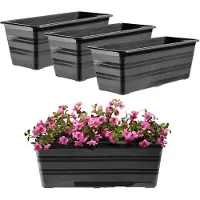 Kadax Set bloembak, 3 x 40 cm, antraciet, balkonpot van kunststof, weerbestendige plantenbak, bloempot, balustrade voor bloemen