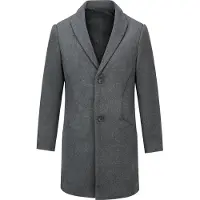 Allthemen Heren Lang Wollen Overcoat Klassieke Jas - Warme Winter Jassen - L