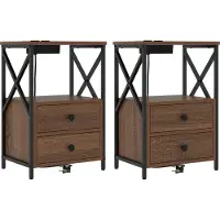 vidaXL Nachtkastje 2 st Bruin Eiken 40 x 31 x 60 cm Bewerkt hout