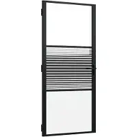 vidaXL Glazen deur Gestreept Zwart 93 x 3,5 x 201,5 cm Aluminium