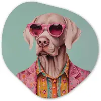MuchoWow Organische wanddecoratie 60x60 cm - Organisch schilderij Hond - Overhemd - Bloemen - Bril - Muurdecoratie woonkamer - Kamer decoratie - Schilderijen - Muurcirkel aesthetic