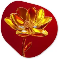 MuchoWow Organische wanddecoratie 60x60 cm - Organisch schilderij Bloem - Goud - Glazen - Muurdecoratie woonkamer - Kamer decoratie - Schilderijen - Muurcirkel aesthetic