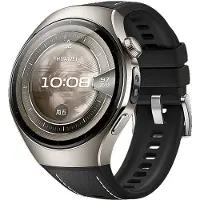 Strap-it Leren-siliconen hybrid bandje met 'perfect fit' aansluiting - geschikt voor Huawei Watch 5 - 46mm (zwart)