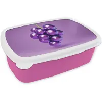 MuchoWow Broodtrommel Roze - Lunchbox Druif - Disco - Glitter - Paars - Brooddoos 18x12x6 cm - Brood lunch box - Broodtrommels voor kinderen en volwassenen
