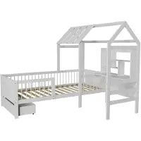 Juskys Kinderbed Yari - Incl. Tafel en Lade - Wit