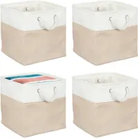 Relaxdays opbergmand linnen - set van 4 - 30x30x30 cm - badkamer - speelgoed