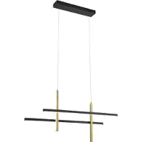 QAZQA Design hanglamp H zwart met goud incl. LED 3-staps dimbaar - Joy