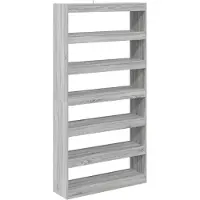 vidaXL Boekenkast 6-laags 100 x 30 x 198 cm Bewerkt hout Grijs Sonoma