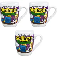 123 Kado koffiemokken Cartoon cadeau koffie mok/beker - Set van 3x stuks - voor de allerbeste collega - 300 ml - koffiebekers/feestartikelen