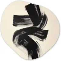 MuchoWow Organische wanddecoratie 60x60 cm - Organisch schilderij Strepen - Zwart - Abstract - Muurdecoratie woonkamer - Kamer decoratie - Schilderijen - Muurcirkel aesthetic