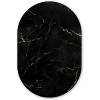 MuchoWow Muurovaal 60x90 cm - Ovale wanddecoratie Zwart marmer - Gouden aders - Klassiek - Ovalen schilderij - Muurdecoratie woonkamer - Kamer decoratie - Schilderijen - Wandcirkel